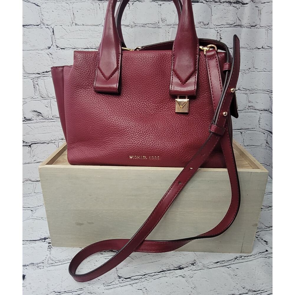 Michael Kors- Leather Satchel Crossbody- Burgundy in color- Small in size